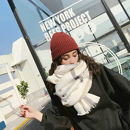 Otoño Invierno Mujeres Niñas Grueso Cálido Temperamento Suave Bufanda Gruesa Tendencia Cómoda Cálida Bufanda Grande, Beige, 200 * 90 Cm