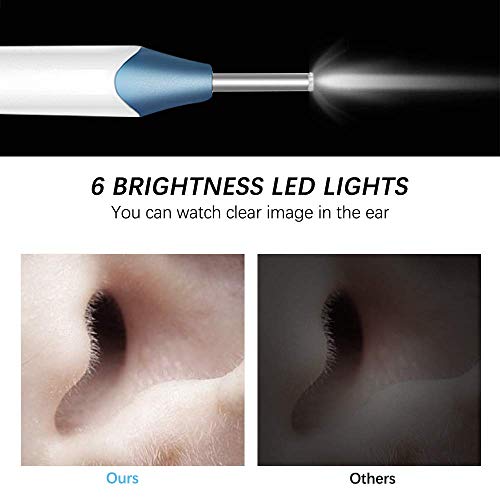 Otoscopio Endoscopio Oido Endoscopio de oreja Impermeable Endoscopio Herramienta de Limpieza de Cerumen con 6 Luces LED para iOS/Android