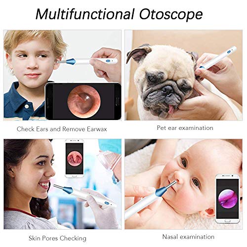 Otoscopio Endoscopio Oido Endoscopio de oreja Impermeable Endoscopio Herramienta de Limpieza de Cerumen con 6 Luces LED para iOS/Android