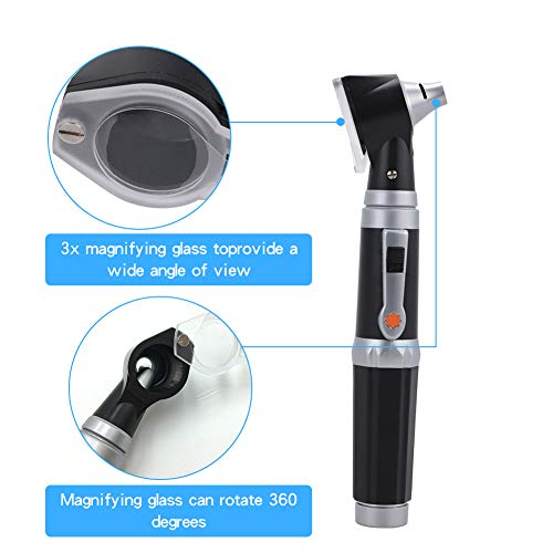 Otoscopio, Lupa de verificación de oído con LED para examen de oído, 3 aumentos Visual Portátil 4 tipos de herramienta de microscopio de otoscopio Aprobado por CE