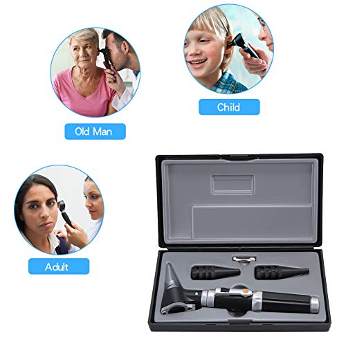 Otoscopio, Lupa de verificación de oído con LED para examen de oído, 3 aumentos Visual Portátil 4 tipos de herramienta de microscopio de otoscopio Aprobado por CE