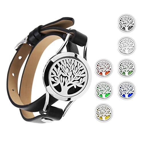 OTOTEC - Pulsera de Aceite Esencial para aromaterapia con 8 Almohadillas de Repuesto, Acero Inoxidable 316, 2 Capas, Ajustable