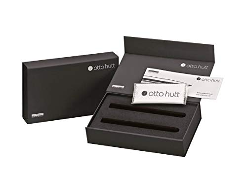 Otto Hutt 02 - Bolígrafo de plata, punta de bola, tinta azul, diseño estriado, color plateado