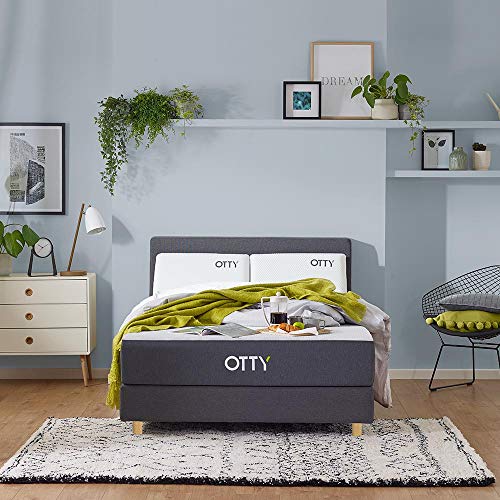OTTY 2000 Bolsillo Primavera, Espuma viscoelástica y fría Azul Combinado colchón de Gel (UE tamaño King (160 x 200 x 25 cm))
