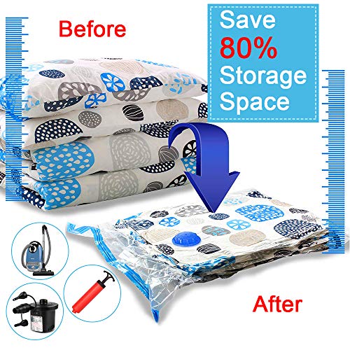 otumixx Bolsas de Almacenaje al Vacío, 6 Unidades (3 * 80x100cm & 3 * 60x80cm) Ahorro Espacio Bolsas Vacio Ropa, Bolsa para Vacío de Ropa para Guardar Ropa, Ropa de Cama, Edredones, Almohadas, Mantas