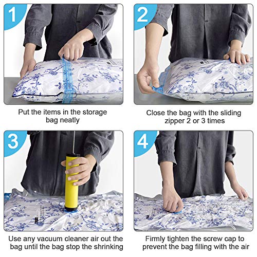 otumixx Bolsas de Almacenaje al Vacío, 6 Unidades (3 * 80x100cm & 3 * 60x80cm) Ahorro Espacio Bolsas Vacio Ropa, Bolsa para Vacío de Ropa para Guardar Ropa, Ropa de Cama, Edredones, Almohadas, Mantas