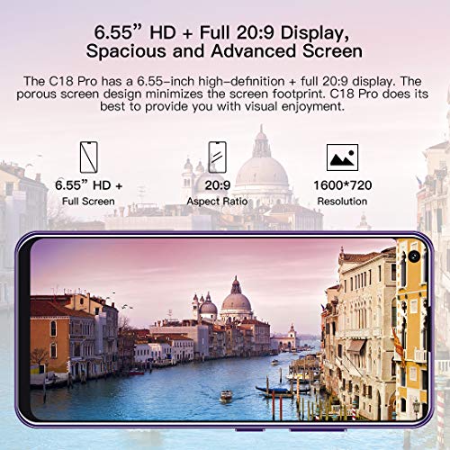 OUKITEL C18 Pro Teléfono Móvil Libre 2020, Cámara AI de Cuatro Lentes 16MP+8MP+5MP+2MP, Pantalla HD+6.55 Pulgadas,4GB+64GB, Smartphone Libres,Helio P25 Octa-Core, Batería 4000 mAh,Android 9.0,Dual 4G