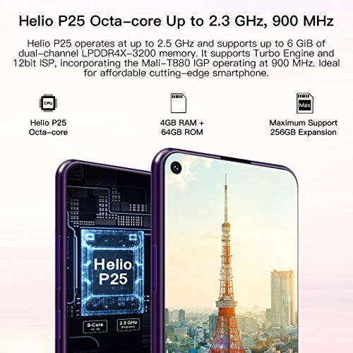OUKITEL C18 Pro Teléfono Móvil Libre 2020, Cámara AI de Cuatro Lentes 16MP+8MP+5MP+2MP, Pantalla HD+6.55 Pulgadas,4GB+64GB, Smartphone Libres,Helio P25 Octa-Core, Batería 4000 mAh,Android 9.0,Dual 4G