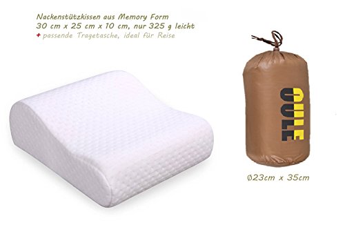 Oule GmbH - Almohada cervical ortopédica de viaje suave y cómoda forma de memoria, termoactiva, viscoelástica, con bolsa de transporte