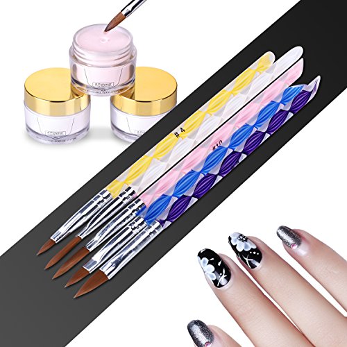 OULII 5pcs pincel uñas de acrílico UV Gel talla polvo líquido cepillo BRICOLAJE No.12.10.8.6.4