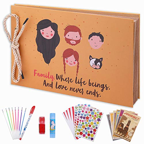 OUME Scrapbook Álbum de Fotos Libro de Visitas de La familia con 80 páginas Presentes para Regalo de Valentín Día de Aniversario Navidad Cumpleaños para Esposa Hija Madre, (Álbum familiar）