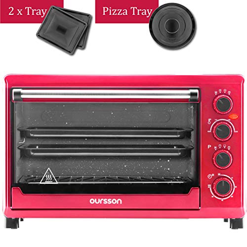 Oursson MO4225/RD - Mini Horno eléctrico con convección, autolimpieza catalítica, 4 años, 42 litros, 2000 W, 12 Combinaciones de Cocina, Color Rojo (42 litros)