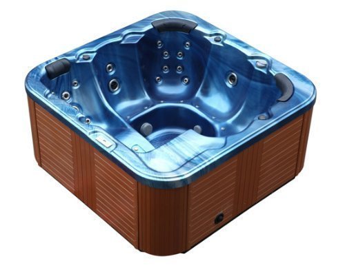 Outdoor Whirlpool Al Aire Libre Hot Tub Troja Spa color: AZUL CON 44 BOQUILLA DE MASAJE + Calefacción + OZONO LIMPIEZA + Iluminación LED für 5-6 personas Al Aire Libre