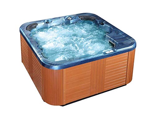 Outdoor Whirlpool Al Aire Libre Hot Tub Troja Spa color: AZUL CON 44 BOQUILLA DE MASAJE + Calefacción + OZONO LIMPIEZA + Iluminación LED für 5-6 personas Al Aire Libre