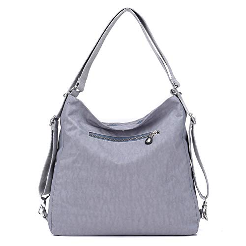 Outreo Mujer Bolsos de Moda Impermeable Mochilas Bolsas de Viaje Bolso Bandolera Sport Messenger Bag Bolsos Mano para Tablet Escolares Nylon (Gris)