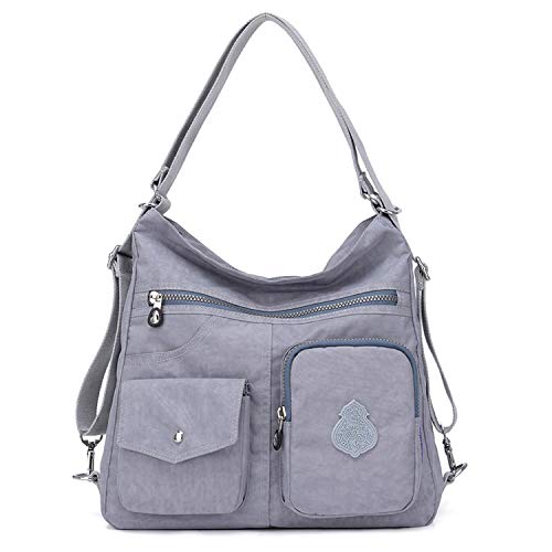 Outreo Mujer Bolsos de Moda Impermeable Mochilas Bolsas de Viaje Bolso Bandolera Sport Messenger Bag Bolsos Mano para Tablet Escolares Nylon (Gris)