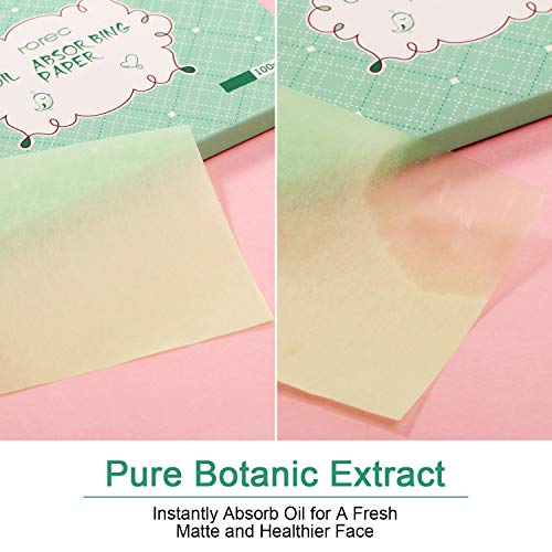 Outus 500 Cuenta Hojas de Papel Secante de Aceite de Lino Hojas de Tejido Absorbente de Aceite para Ambos Hombres Mujeres, Prevenir Espinilla, Sin Fragancias Sintéticas (Verde)