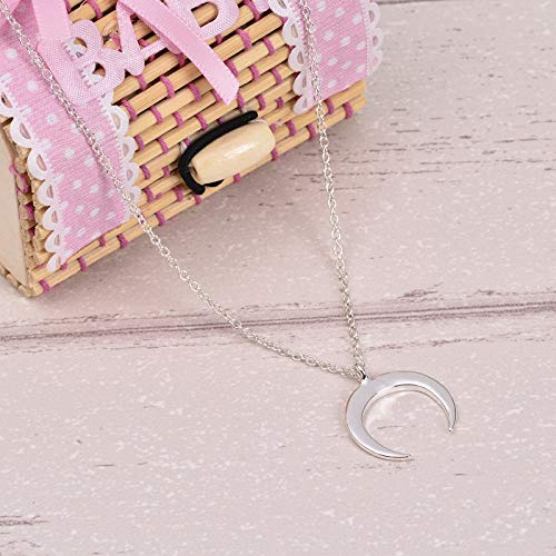 OuYou Collar Colgante Cuerno Delicado Collar Luna Invertida Joyería de Aleación 45cm + 5cm (Plata, Aleación)