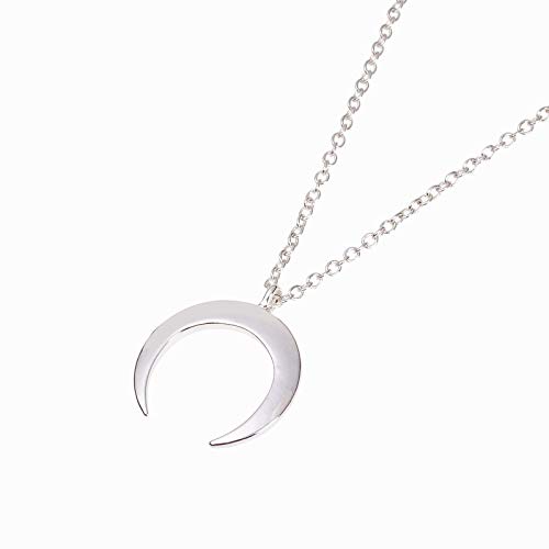 OuYou Collar Colgante Cuerno Delicado Collar Luna Invertida Joyería de Aleación 45cm + 5cm (Plata, Aleación)