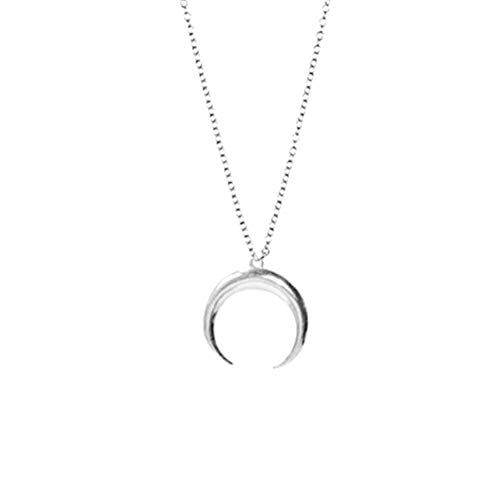 OuYou Collar Colgante Cuerno Delicado Collar Luna Invertida Joyería de Aleación 45cm + 5cm (Plata, Aleación)