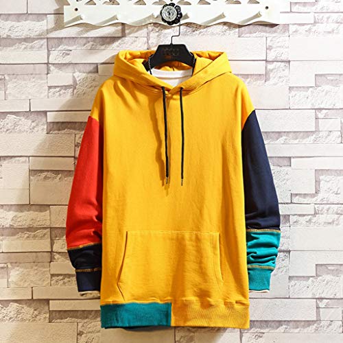 Overdose Sudadera Hombres Patchwork Slim Fit Hoodie OtoñO Moda Outwear Nueva Blusa Adolescente Top 2018 Sudadera (Large, Naranja)