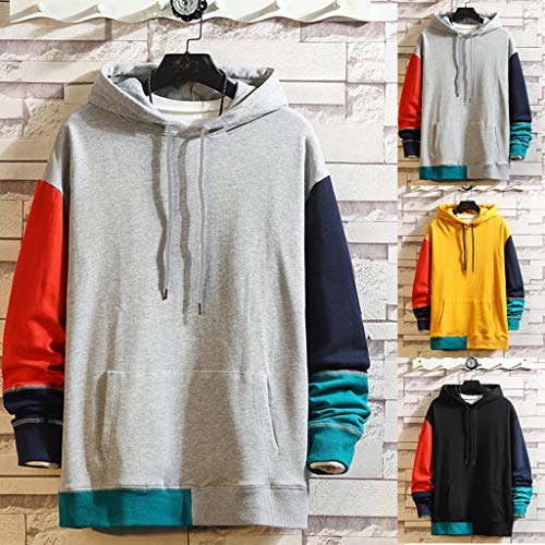 Overdose Sudadera Hombres Patchwork Slim Fit Hoodie OtoñO Moda Outwear Nueva Blusa Adolescente Top 2018 Sudadera (Large, Naranja)