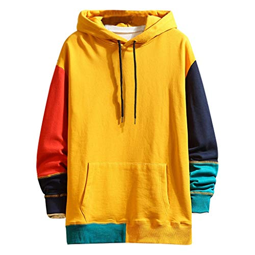 Overdose Sudadera Hombres Patchwork Slim Fit Hoodie OtoñO Moda Outwear Nueva Blusa Adolescente Top 2018 Sudadera (Large, Naranja)