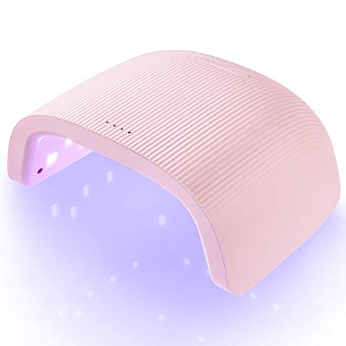 O'Vinna Lampara LED Uñas UV Manicura y Pedicura Profesional 48W con Sensor Automático, 3 Temporizadores de 30s/60s/90s, Secador para Todos los Esmaltes de Uñas, Rosa