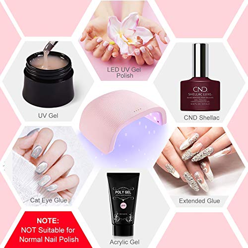 O'Vinna Lampara LED Uñas UV Manicura y Pedicura Profesional 48W con Sensor Automático, 3 Temporizadores de 30s/60s/90s, Secador para Todos los Esmaltes de Uñas, Rosa