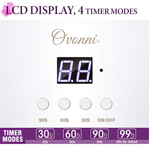 Ovonni 24W Secador de Uñas LED UV básico de, lámpara de esmalte de gel para uñas, herramienta de manicura con luz ultravioleta para curado de uñas, 4 ajustes de temporizador, pantalla LCD