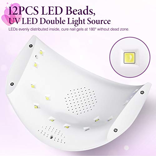 Ovonni 24W Secador de Uñas LED UV básico de, lámpara de esmalte de gel para uñas, herramienta de manicura con luz ultravioleta para curado de uñas, 4 ajustes de temporizador, pantalla LCD