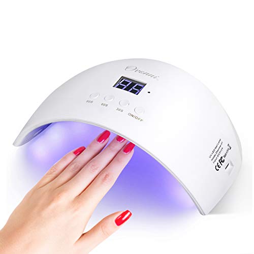 Ovonni 24W Secador de Uñas LED UV básico de, lámpara de esmalte de gel para uñas, herramienta de manicura con luz ultravioleta para curado de uñas, 4 ajustes de temporizador, pantalla LCD