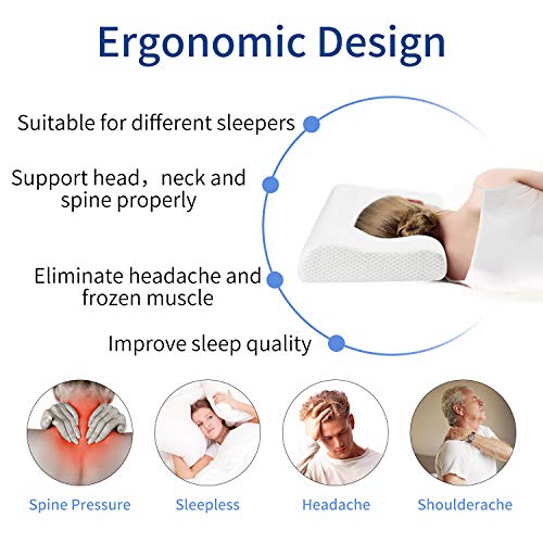Oxford Street Almohada Viscoelastica,3D Malla Memory Foam Almohada Ergonómica Almohada Cervical con Altura Ajustable,Ortopedica Diseño Terapéutico Reduce Dolores Cuello para Todos Durmientes [60×35CM]