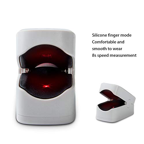 Oxímetro de pulso con punta de dedo Dericam, monitor de saturación de oxígeno en la sangre, medidor de oxígeno Spo2 y frecuencia cardíaca precisa, oxímetro con cordón y baterías, blanco