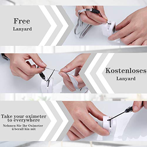 Oxímetro de pulso de dedo con pantalla LED, monitor de frecuencia cardíaca para el hogar y los deportes,monitor de saturación de oxígeno para adultos y niños （Blanco）