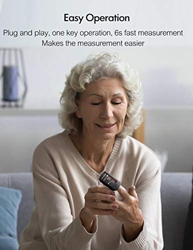 Oxímetro de Pulso, Pulsioxímetro de Dedo, Roffie Lector de Pulso Digital de Lectura Instantánea, Saturimetro de Dedo con Pantalla OLED Rotatorio Bicolor