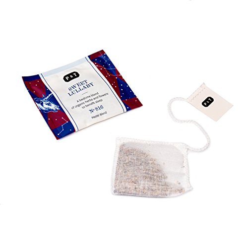 P & T Sweet Lullaby, Master Blend de Hierbas Orgánicas, Mezcla para Dormir de Hierbas y Frutas, Sin Cafeína, 15 Bolsitas de Té de Algodón (45g / 1,6oz)