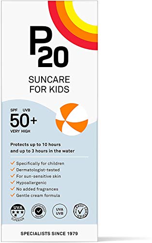 P20 ® | Crema Solar Niños | Protector solar para niños spf 50 muy alta y resistente al agua para una protección fiable frente a los rayos UVA y UVB | Formato Crema | 200 Ml