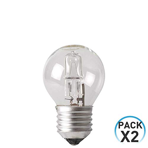 Pack 2 Bombillas Halógenas Esférica E27 42W 700lm Regulables 2900K 1Primer Low Cost