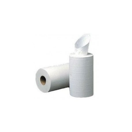Pack de 12 rollos de papel secamanos MINI mecha Clim Profesional®. Papel extrablanco de 2 capas y precortado