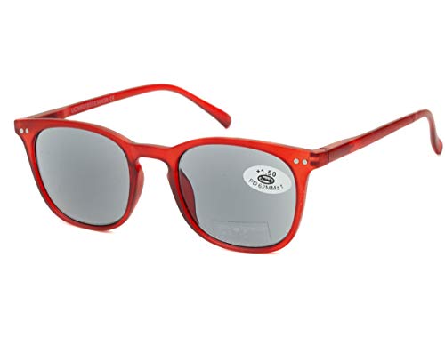 Pack de 4 Gafas de Lectura de Sol Vista Cansada Presbicia con Protección UV 100%, Graduadas Dioptrías +1.00 hasta +3.50, Montura de Pasta, Bisagras de Resorte, Unisex (+250 (836))