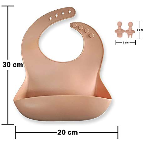 Pack de Bebe para Alimentación de Silicona Impermeable BLW/Plato Con Ventosa Antideslizante y Antivuelco para Recién Nacido/Babero Flexible Protege pechitos del bebe (Rosa)