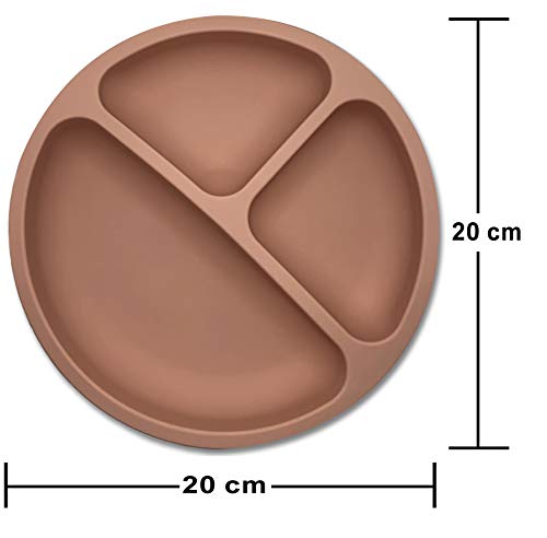 Pack de Bebe para Alimentación de Silicona Impermeable BLW/Plato Con Ventosa Antideslizante y Antivuelco para Recién Nacido/Babero Flexible Protege pechitos del bebe (Rosa)