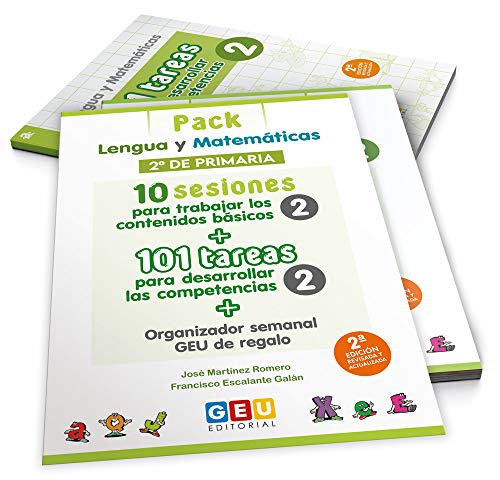 Pack Lengua y Mates / Editorial GEU / 2º Primaria / Recomendado como repaso y refuerzo / Actividades sencillas (Niños de 7 a 8 años)