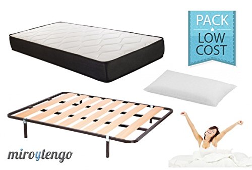 Pack Low Cost Descanso Completo 135X190 (colchon + somier + Patas+ Almohada)