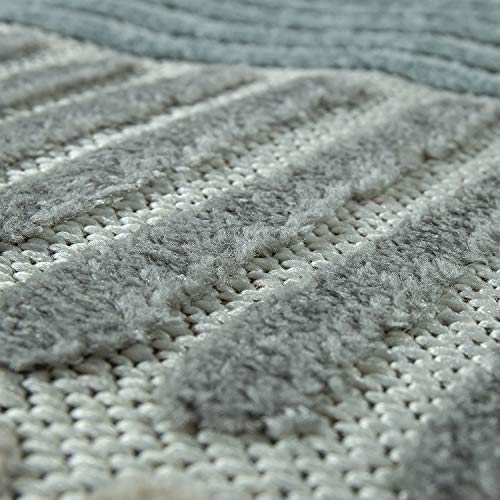 Paco Home Alfombra Interior Y Exterior, Terraza Y Balcón, Resistente A La Intemperie Motivo Geométrico Moderno, tamaño:80x150 cm, Color:Beisbolario