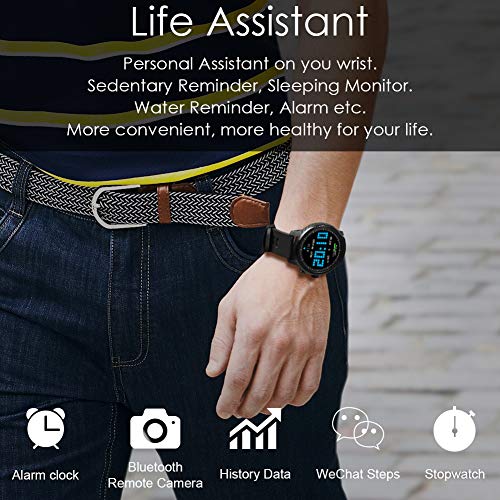 Padgene Smartwatch Reloj Inteligente Impermeable IP68 con Múltiples Modos de Deportes, Fitness Tracker, Monitor de Dormir, Notificación de Llamada y Mensaje para Android e iOS (Negro)