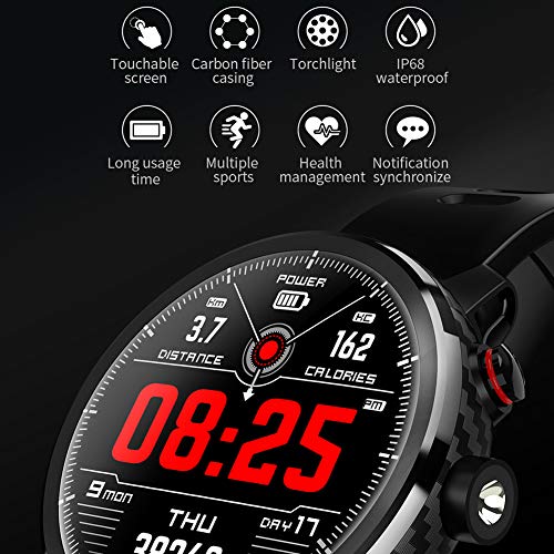 Padgene Smartwatch Reloj Inteligente Impermeable IP68 con Múltiples Modos de Deportes, Fitness Tracker, Monitor de Dormir, Notificación de Llamada y Mensaje para Android e iOS (Negro)