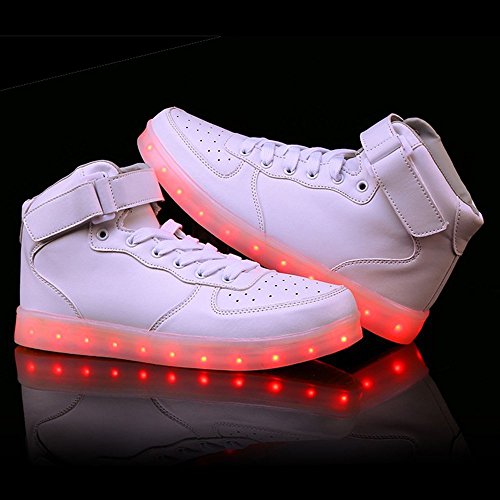 Padgene Unisex Zapatillas LED para Hombre Mujere con Luces (7 Colores) USB Carga Zapatos de Deporte