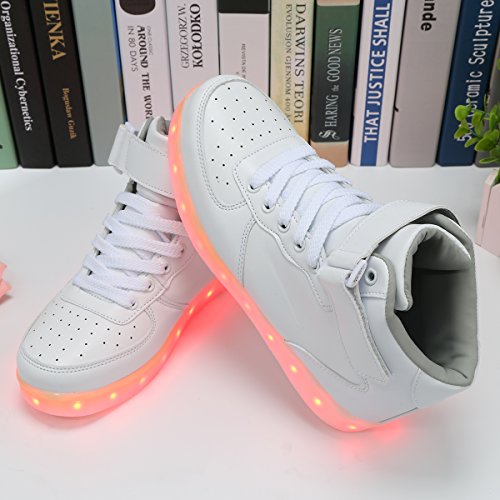 Padgene Unisex Zapatillas LED para Hombre Mujere con Luces (7 Colores) USB Carga Zapatos de Deporte